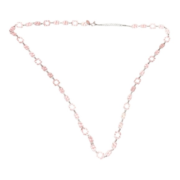 Long 33.25"-36.25" Silver Toned  Flat Rectangle  and Square Link Chain Necklace - Picture 9 of 9